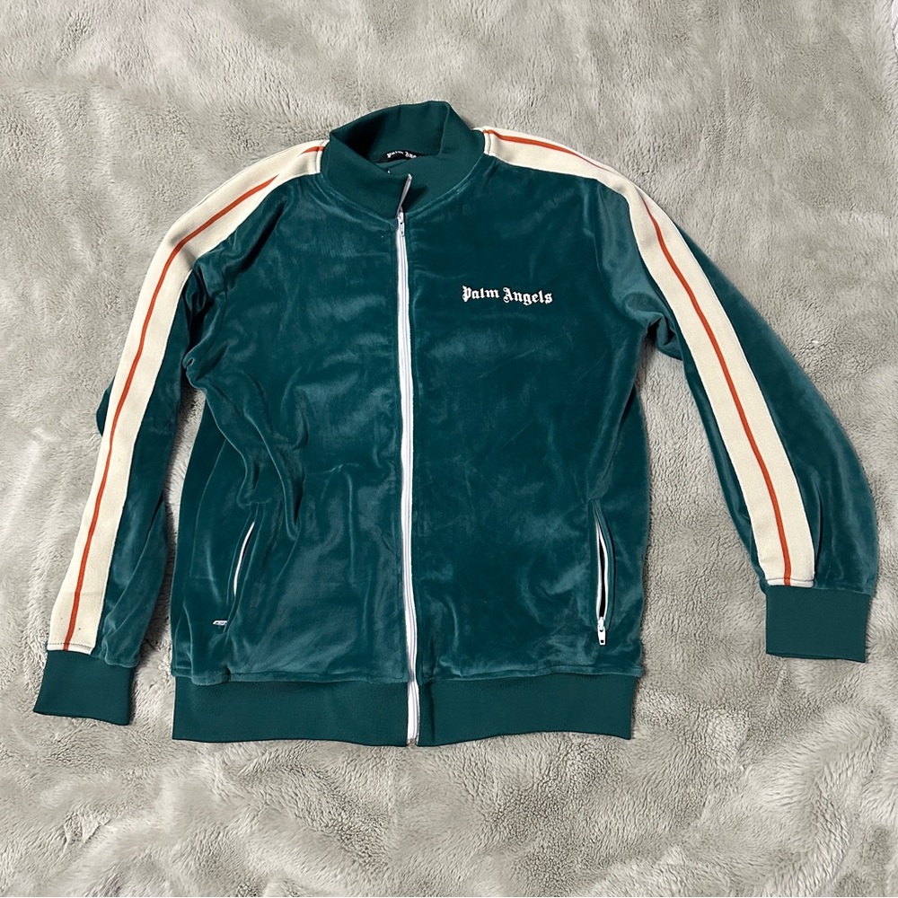 Palm Angels Pine Green Chenille Track Jacket